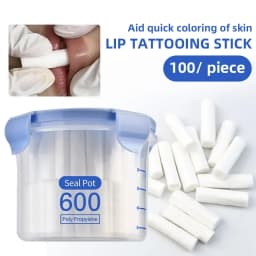 100PCS/box Disposable Lip Tattoo Skin Stretching Cotton Stick With Box Semi-Permanent Makeup Lip Embroidery Blush Recovery Tools