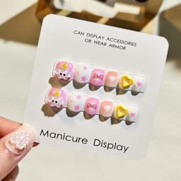 Rabbit Children False Nails Flower Full Cover Nail Art Tips Kids Fake Nail Extension Nail Supplies Bears Kids Cartoon Fake Nails
