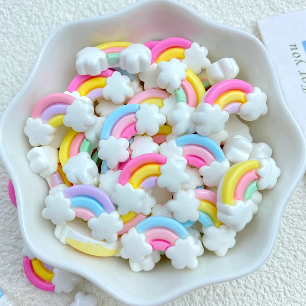 30Pcs New Cute Resin Mini Colorful Rainbow Series Flat Back Free Shipping Manicure Parts Embellishments For Hair Bows Accessorie