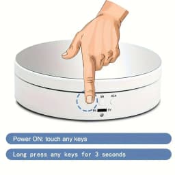 Rotating Display Stand 360-Degree Motorized Spinner Turntable with USB Power Cable for Photography Products and Shows (White)