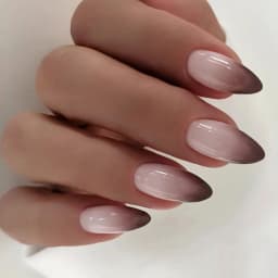 24pcs Gradient Black Pointed Nail Art Fake Nails Press On Nail Tips Artificial Nails Wearable Long Almond False Nails Finished