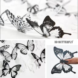 18Pcs Black White Butterfly Wall Stickers Decor 3D Removable Glitter Butterflies Home Decoration Wedding Living Room Ornaments