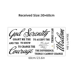 1pc English"God Grant Me The Serenity "Art Text Wall Stickers for Bedroom Children's Room Decor Living Room Decoration Wall Art