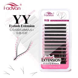 FADVAN YY Shape Eyelashes Extension 0.05/0.07 Soft Premium False Eyelashes individual Makeup Black Crisscross Beauty
