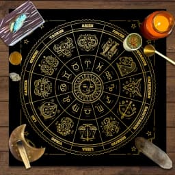 1pc Tarot card tablecloth, 12 zodiac astrology altar cloth, fortune astrology prophecy card mat, drop board game tablecloth