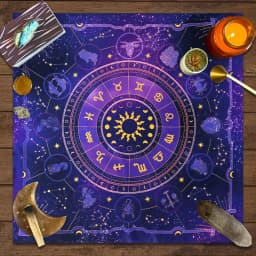 1pc Tarot card tablecloth, 12 zodiac astrology altar cloth, fortune astrology prophecy card mat, drop board game tablecloth