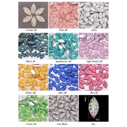 JUNAO 100pcs 7*15mm Crystal AB Flatback Rhinestone Horse Eye Decoration Crystal Stones Non Hotfix Resin Strass for DIY Crafts