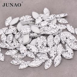 JUNAO 100pcs 7*15mm Crystal AB Flatback Rhinestone Horse Eye Decoration Crystal Stones Non Hotfix Resin Strass for DIY Crafts