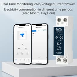 EARU Tuya MCB WiFi Smart Circuit Breaker 6-63A Time Relay Energy KWh Voltage Current Meter Protector Voice Remote Control Switch
