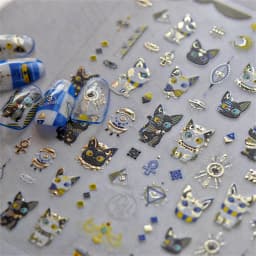 1pcs 5D Egypt Cat Nail Art Kawaii Stickers Bronzing Cartoon Cat Design Self Adhesive Manicure Decals Decoration Accessories DIY