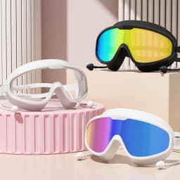 Swimming Goggles Big Frame Swimming Goggles Big Frame HD Wide View Anti-Fog UV Protection Swimming Goggles for Adults No Leaking