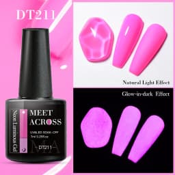 MEET ACROSS 7ml Rose Red Fluorescent Gel Nail Polish Neon Sparky Semi Permanent Soak Off Nail Art UV LED Gel Varnish For Nails