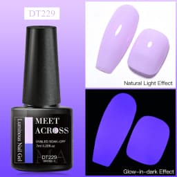 MEET ACROSS 7ml Rose Red Fluorescent Gel Nail Polish Neon Sparky Semi Permanent Soak Off Nail Art UV LED Gel Varnish For Nails