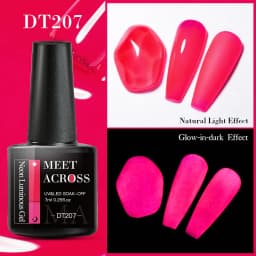 MEET ACROSS 7ml Rose Red Fluorescent Gel Nail Polish Neon Sparky Semi Permanent Soak Off Nail Art UV LED Gel Varnish For Nails