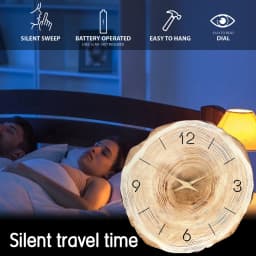1pc Wooden Ring Wall Clock, Wood Cross-Section Texture Pattern Design of the Original Wood Color Wall Clock, Home Mute Clock