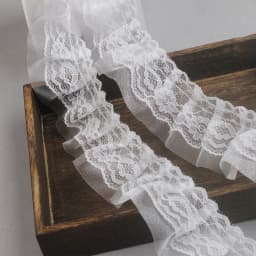 5cm Wide 100cm Long Black White 3D Pleated Chiffon Lace Ruffle Embroidery Double Laminated Wrinkle Trim Applique Fabric Ribbon