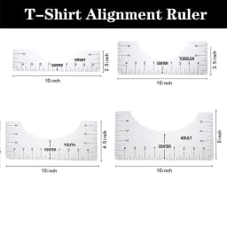 4pcs T-Shirt Ruler Guide Shirt Alignment Tool T-Shirt Alignment Ruler with Clothing Size Chart for Adult Youth Toddler Infant