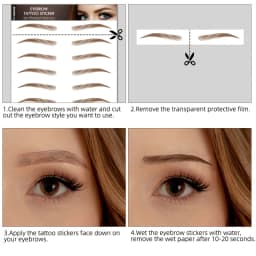 Eyebrow Makeup Tattoo Sticker Water-based Hair-liked Waterproof Long Lasting False Eyebrows Stickers for Brow Grooming Shaping