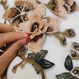 1 Set Brown Flower Embroidered Sew on Patches Repair