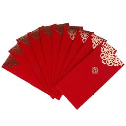 10 Pcs Chinese Red Envelopes 2023 New Year Money Packing Bag Gold Stamping Emboss Hongbao Spring Festival Red Packets Decoration