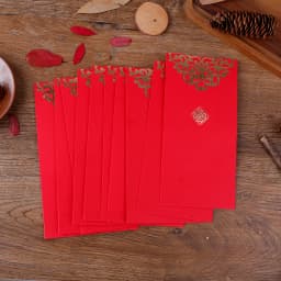 10 Pcs Chinese Red Envelopes 2023 New Year Money Packing Bag Gold Stamping Emboss Hongbao Spring Festival Red Packets Decoration