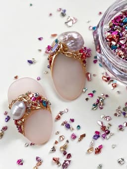 1box Japanese Ballpoint Gravel Nail Ornaments Baroque Treasure Chest Pearl Small Diamond Vintage Material Bag Nail Decoration