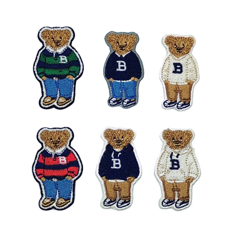 Cute Bear Embroidered Patches Iron on Sewing on Cartoon Patch for Clothing DIY Applique Decorative Emblem Accessories Stickers