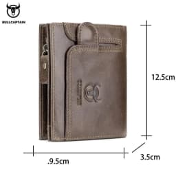 BULLCAPTAIN Men RFID Blocking Bifold Wallet Genuine Leather Card Holder Wallets with 15 Card Slots