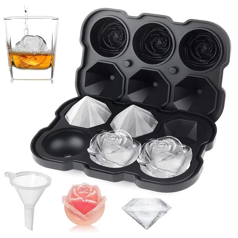 Diamond Rose Gun ETC. Shaped Ice Cube Mold Food Grade Silicone Square Ice Cube Maker Tray High Quality Mold For Bar Making Drink