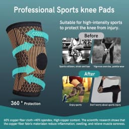 Copper Knee Brace for Arthritis Pain & Support - Copper Knee Sleeve for Knee Pain Compression Sleeve for Sports, Knee Pain Relie