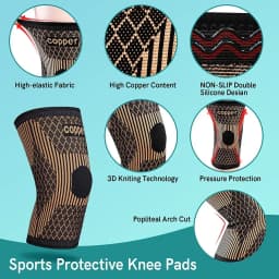 Copper Knee Brace for Arthritis Pain & Support - Copper Knee Sleeve for Knee Pain Compression Sleeve for Sports, Knee Pain Relie