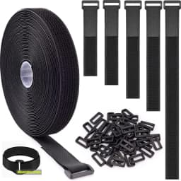 2M Reusable Hook and Loop Fastener Cable Tape Cable Straps With Buckles Cut-to-Length Nylon Self-Adhesive Secure Strap Organizer