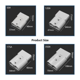 50A 120A 175A High Current 2 Pin Power Connector With 8/6/4/2/0 AWG Super Soft Silicone Cable Forklift Battery Charging Plug
