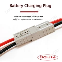50A 120A 175A High Current 2 Pin Power Connector With 8/6/4/2/0 AWG Super Soft Silicone Cable Forklift Battery Charging Plug
