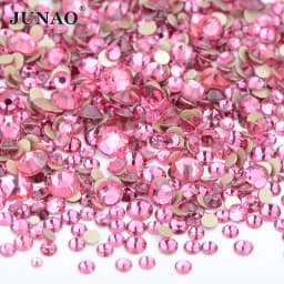 JUNAO 1400pcs Mix Size Mix AB Color Glass Rhinestone Flatback Crystal Stones Non Hotfix Strass Appliques For Nail Dress Crafts