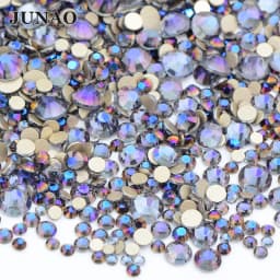 JUNAO 1400pcs Mix Size Mix AB Color Glass Rhinestone Flatback Crystal Stones Non Hotfix Strass Appliques For Nail Dress Crafts