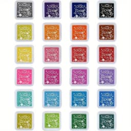 24pcs Stamp Pad Set 24 Colors Stamp Pad for Paper Craft Fingerprint Scrap Book for Painting Birthday Party Gifts and More