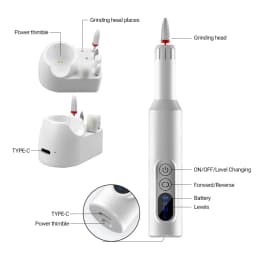 6in1 Wireless Nail Drill 15000RPM with LED Light and Screen Manicure Cutter Nail Repair Pedicure Milling Cutter Polisher Sander