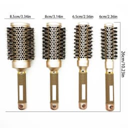 Aluminum Tube Round Barrel Hair Curling Brush Anti Static Round Rolling Brush Pro Barber Hair Rolling Brush Salon Styling Tools