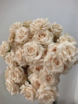 7Heads Roses Bouquet Artificial Flower Beige Ivory Vintage Rose Large Size Rose Living Room Dry Flower Decoration Wedding