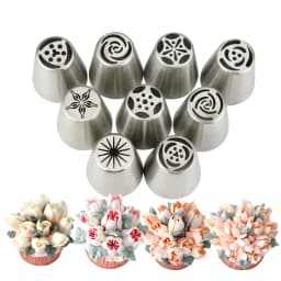 9pcs/1Set Russian Piping Tips Cream Nozzles For Cake Tool Bakery Accessories Flower Piping Pastry Bag Cake Decorating Tools