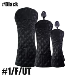 GLOOF Golf Skull Skeleton Head Cover Golf Club Black Leather cover set Fits Driver Fairway Wood Hybrid Golf supplies