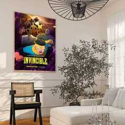 I-Invincible Cartoon Self-adhesive Art Poster Fancy Wall Sticker for Living Room Bar Decoration Vintage Decorative Painting