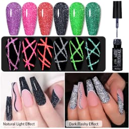 LILYCUTE 6Pcs/Set 5ml Reflective Glitter Liner Gel Polish Champagne Sparkling Lines Nail Art Painting Gel Semi Permanent UV Gel
