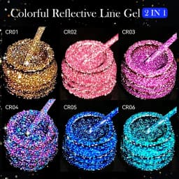 LILYCUTE 6Pcs/Set 5ml Reflective Glitter Liner Gel Polish Champagne Sparkling Lines Nail Art Painting Gel Semi Permanent UV Gel