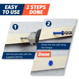 3/16" or 1/4" Concrete Screw Anchor Blue Flat Head Screws for Masonry Brick Block Cement Stucco (Boxed with Drill Bit)