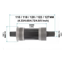 Bike Bottom Bracket,Square-Taper Bottom Bracket 68mm, 103/110/113/118/120/122/124/127MM