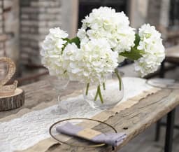 Artificial Hydrangea Stems for Wedding Centerpieces, Silk Flowers Bouquet, Home Decor, White, 15.4 ", 5Pcs