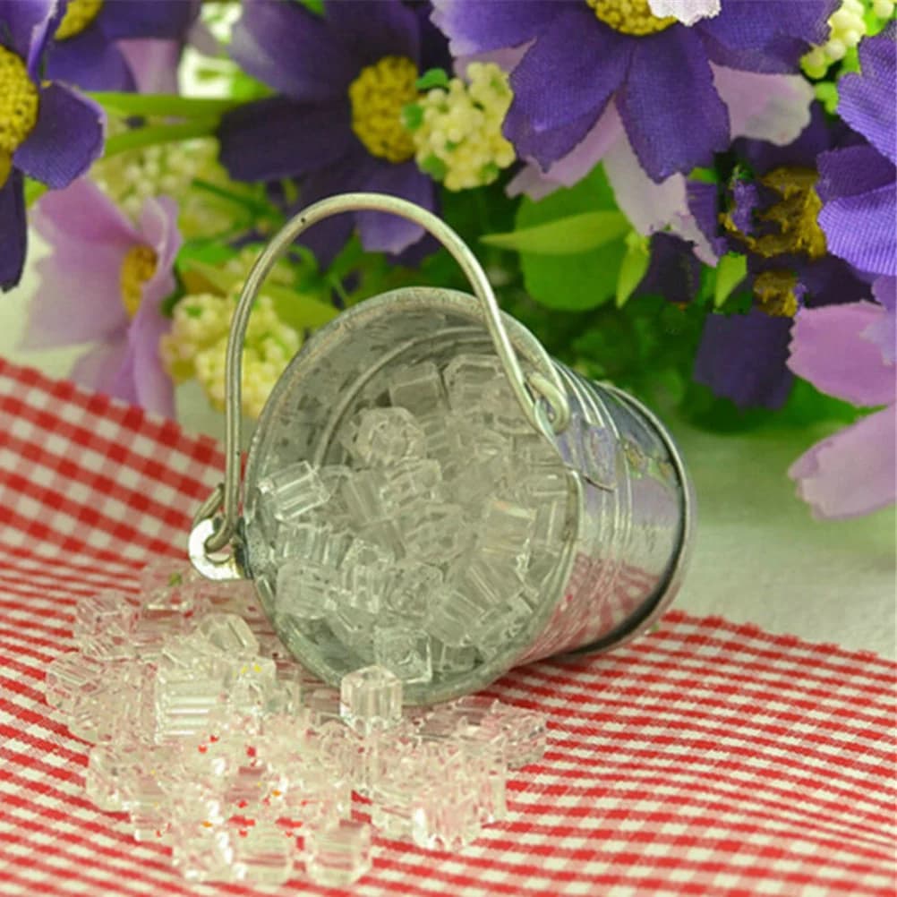 10g Small Ice Cubes Accessory Drink Miniature Pub Beer Ice Blocks DIY 1:12 Dollhouse Miniature Deco Parts Plastic Crafts
