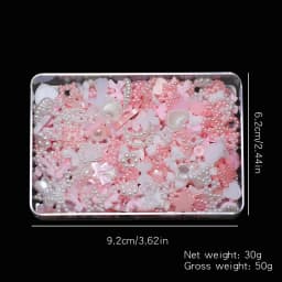 1 Box Nail Accessories 3D Nail Charm Resin Love Bow Pentagram Nail Accessories Mixed Pink White Resin Hollow Pearl for Manicure